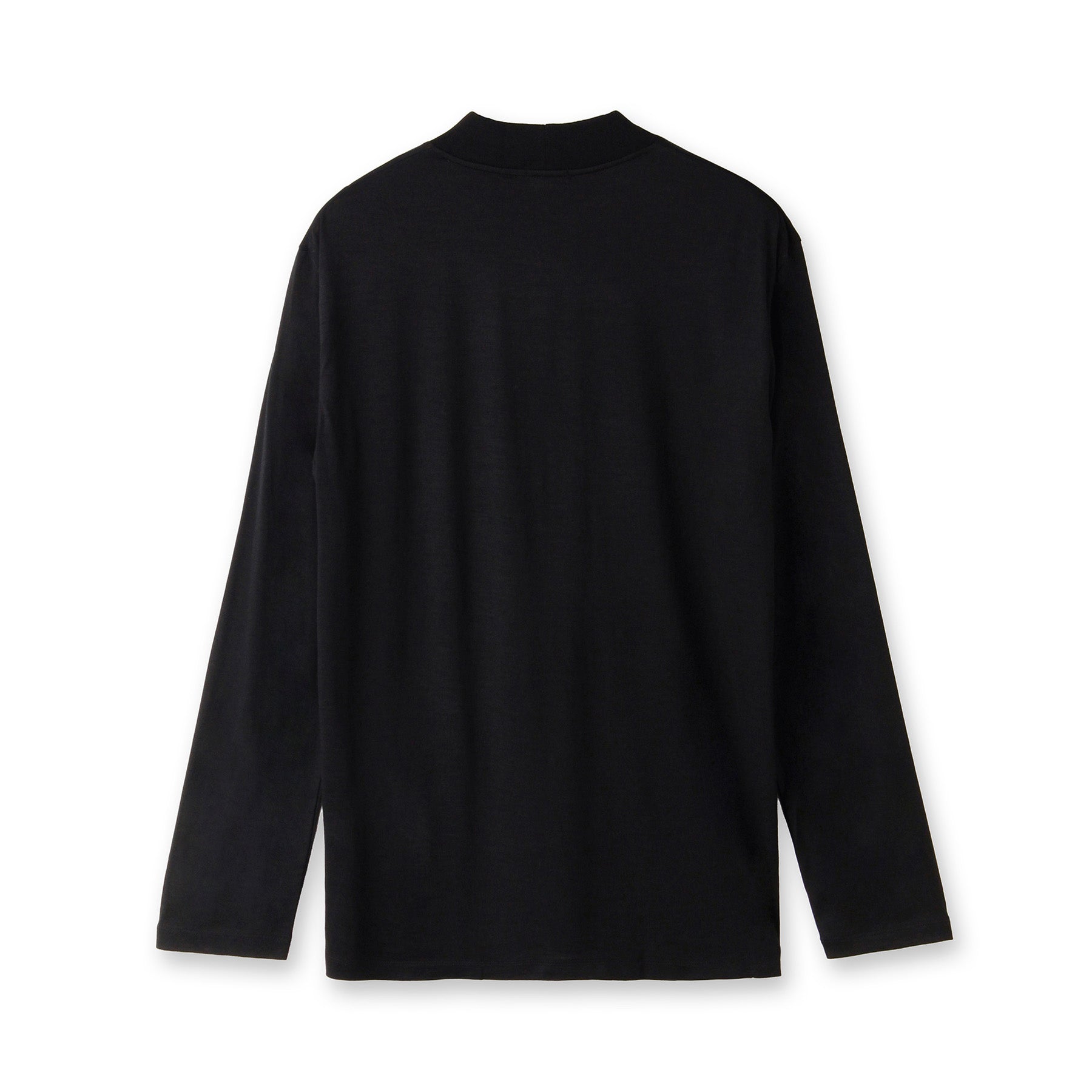Wool Tailored Mock Neck Long Sleeve T-shirt Color: Black