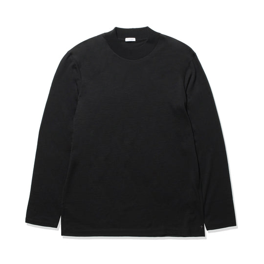 Wool Tailored Mock Neck Long Sleeve T-shirt Color: Black