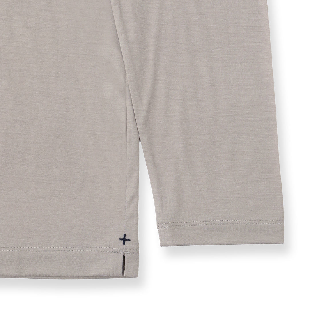 Wool Tailored Mock Neck Long Sleeve T-shirt Color: Ecru