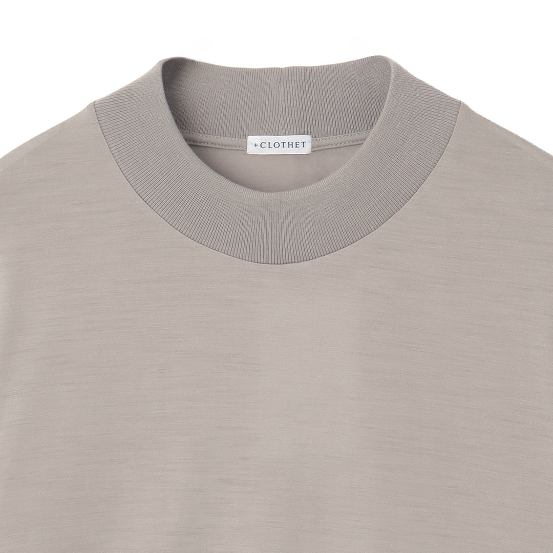Wool Tailored Mock Neck Long Sleeve T-shirt Color: Ecru