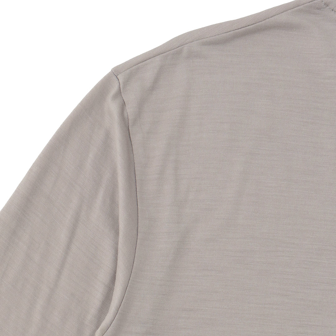 Wool Tailored Mock Neck Long Sleeve T-shirt Color: Ecru