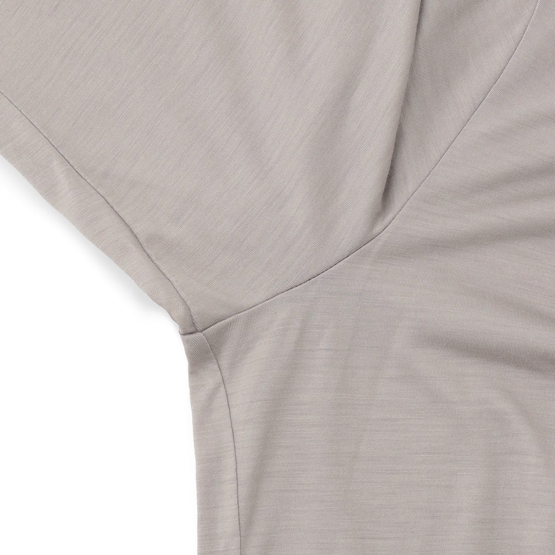 Wool Tailored Mock Neck Long Sleeve T-shirt Color: Ecru