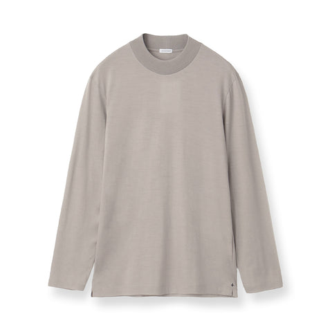 Wool Tailored Mock Neck Long Sleeve T-shirt Color: Ecru