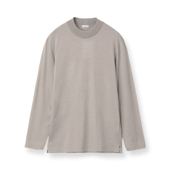 Wool Tailored Mock Neck Long Sleeve T-shirt Color: Ecru