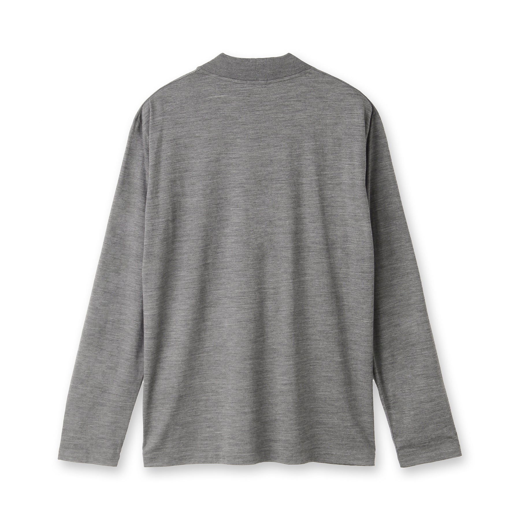 Wool Tailored Mock Neck Long Sleeve T-shirt Color: Gray