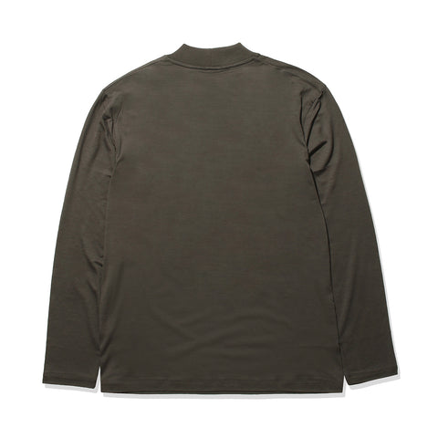 Wool Tailored Mock Neck Long Sleeve T-shirt Color: Khaki