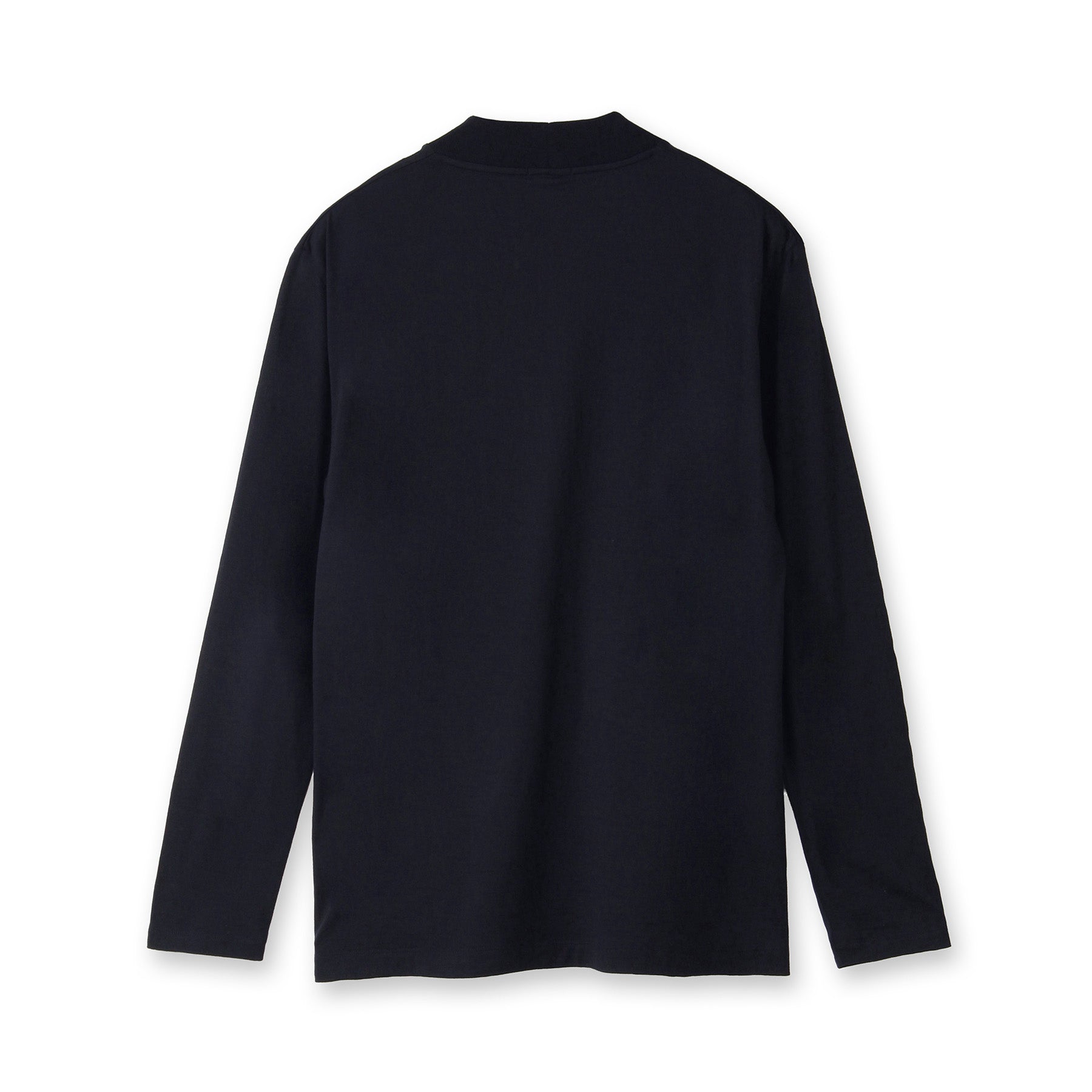 Wool Tailored Mock Neck Long Sleeve T-shirt Color: Navy