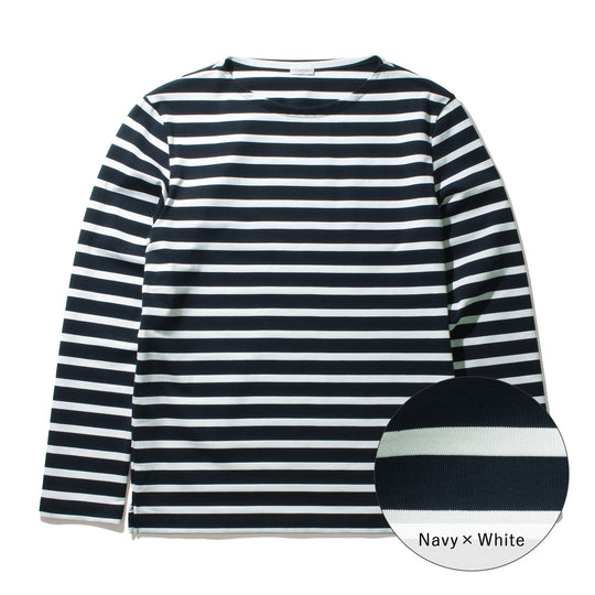 Hybrid Cotton Basque Shirt Color: Navy×White