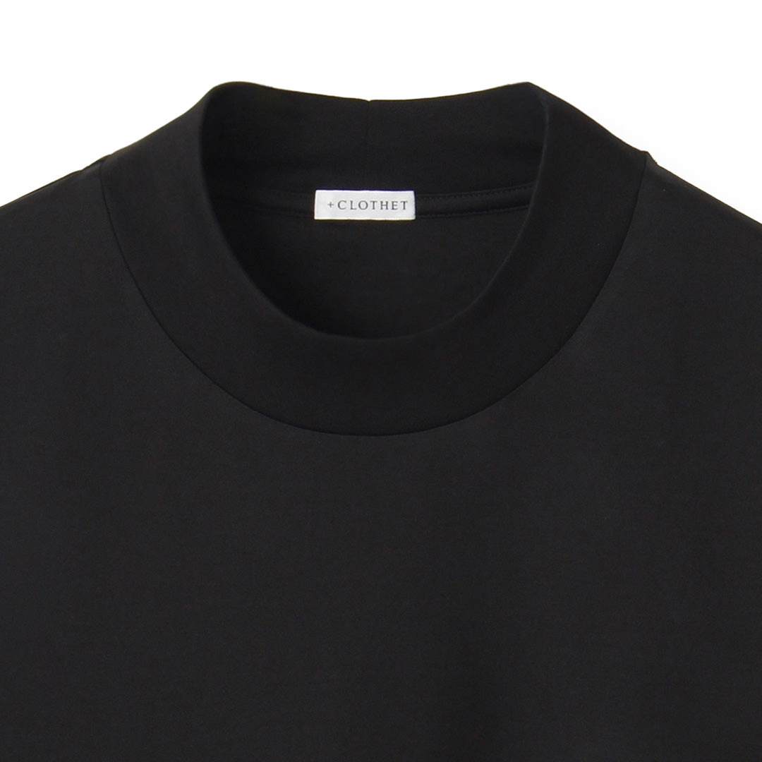 GIZA45 Mock Neck Long Sleeve Dress T-shirt Color: Black