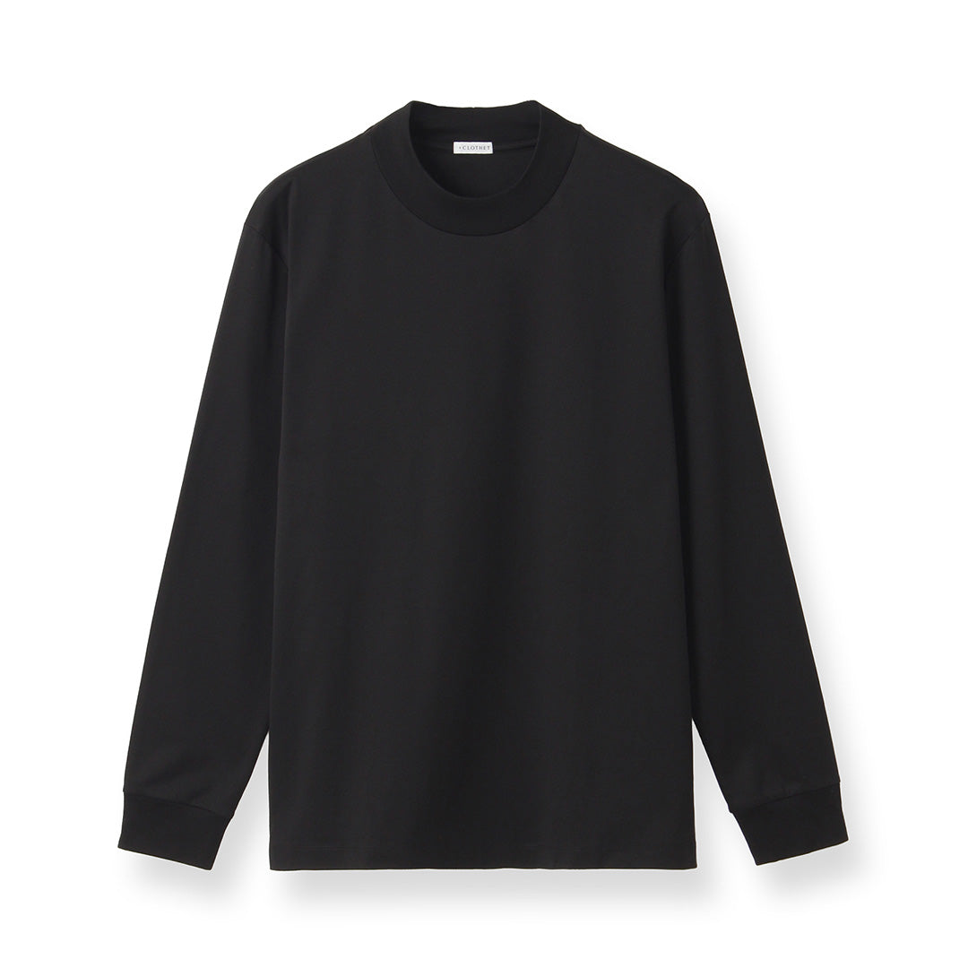 GIZA45 Mock Neck Long Sleeve Dress T-shirt Color: Black