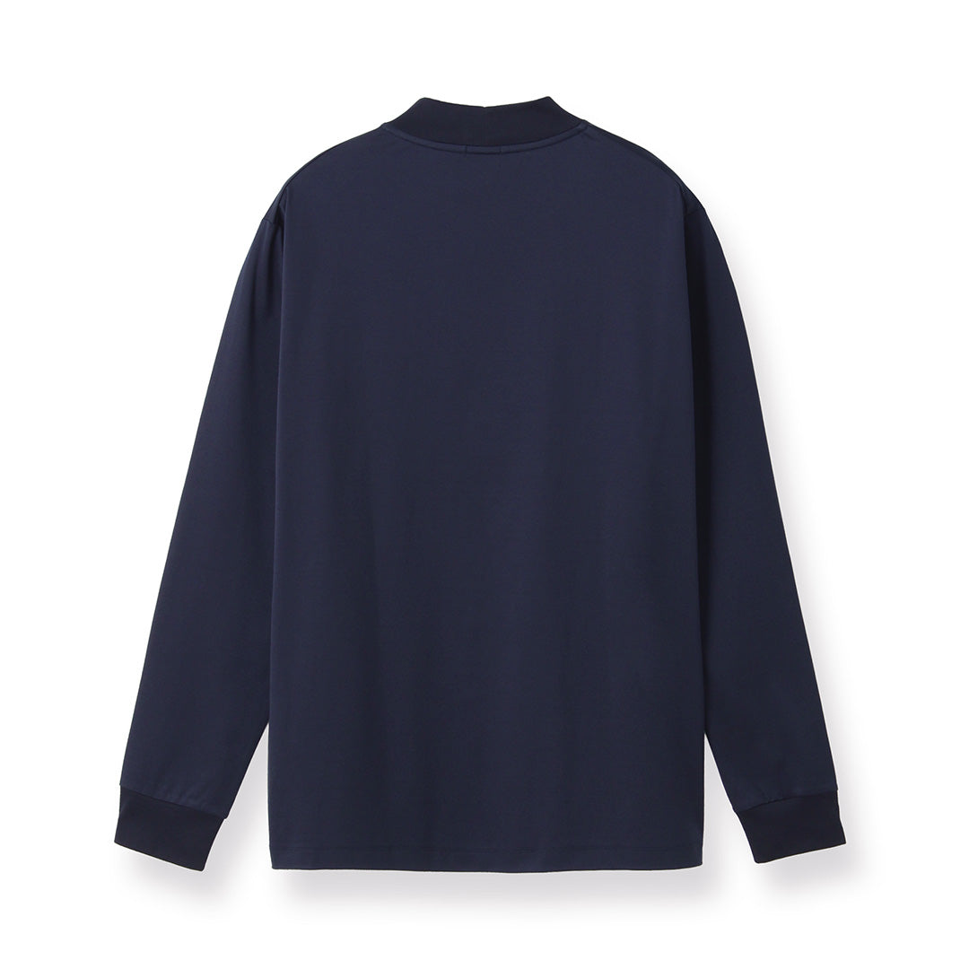 GIZA45 Mock Neck Long Sleeve Dress T-shirt Color: Navy