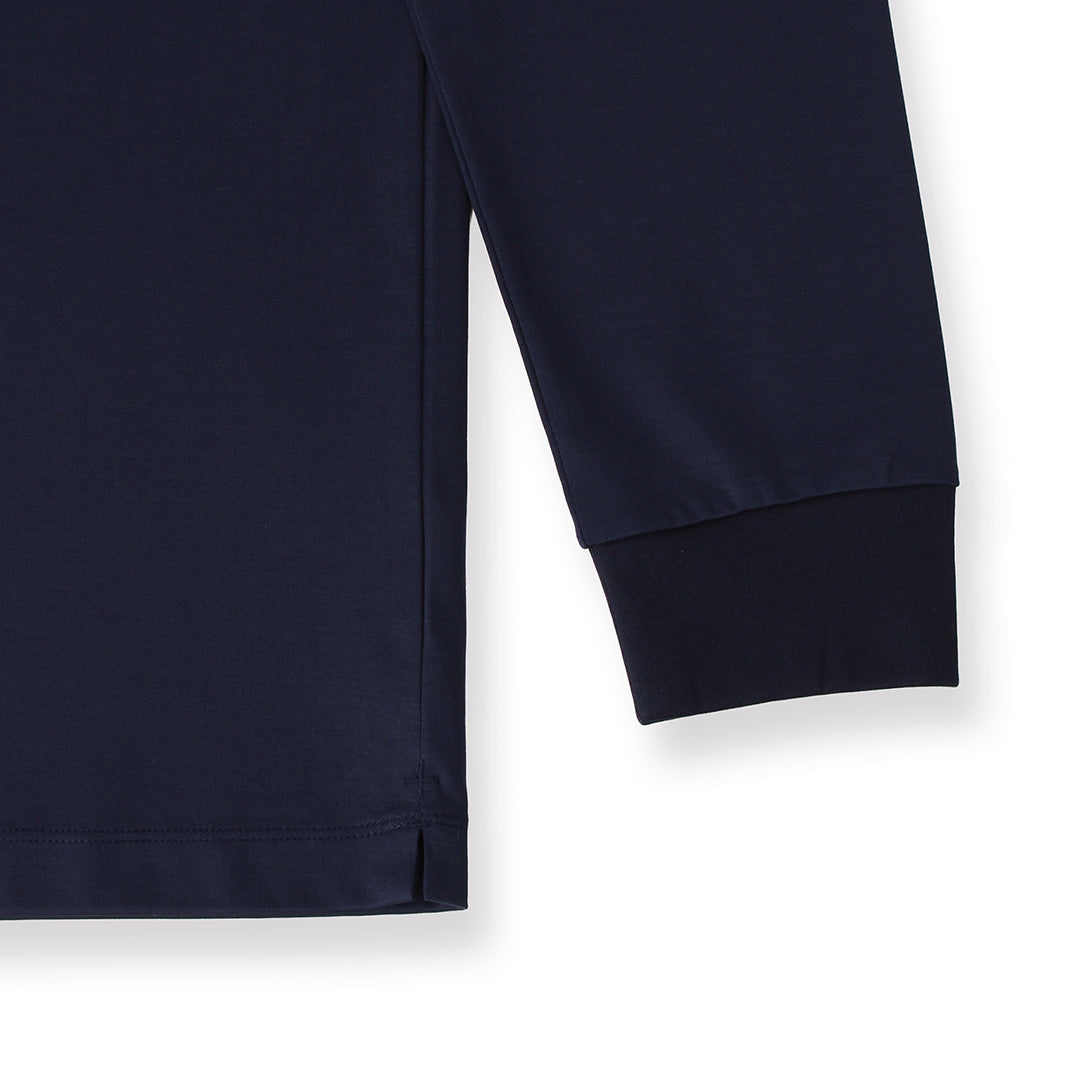GIZA45 Mock Neck Long Sleeve Dress T-shirt Color: Navy