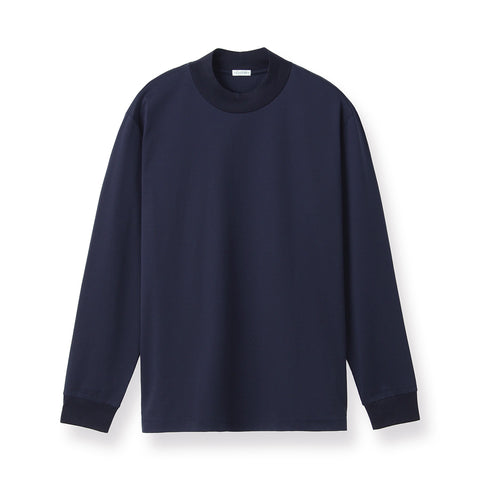 GIZA45 Mock Neck Long Sleeve Dress T-shirt Color: Navy