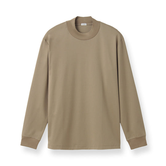 GIZA45 Mock Neck Long Sleeve Dress T-shirt Color: Taupe