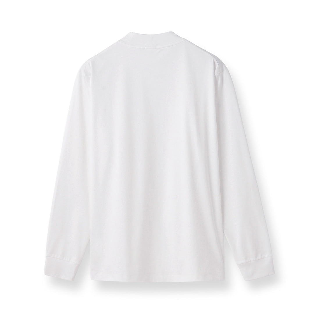GIZA45 Mock Neck Long Sleeve Dress T-shirt Color: White