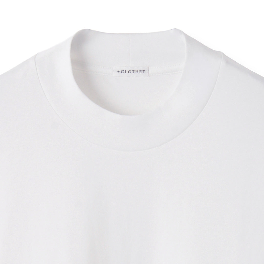 GIZA45 Mock Neck Long Sleeve Dress T-shirt Color: White