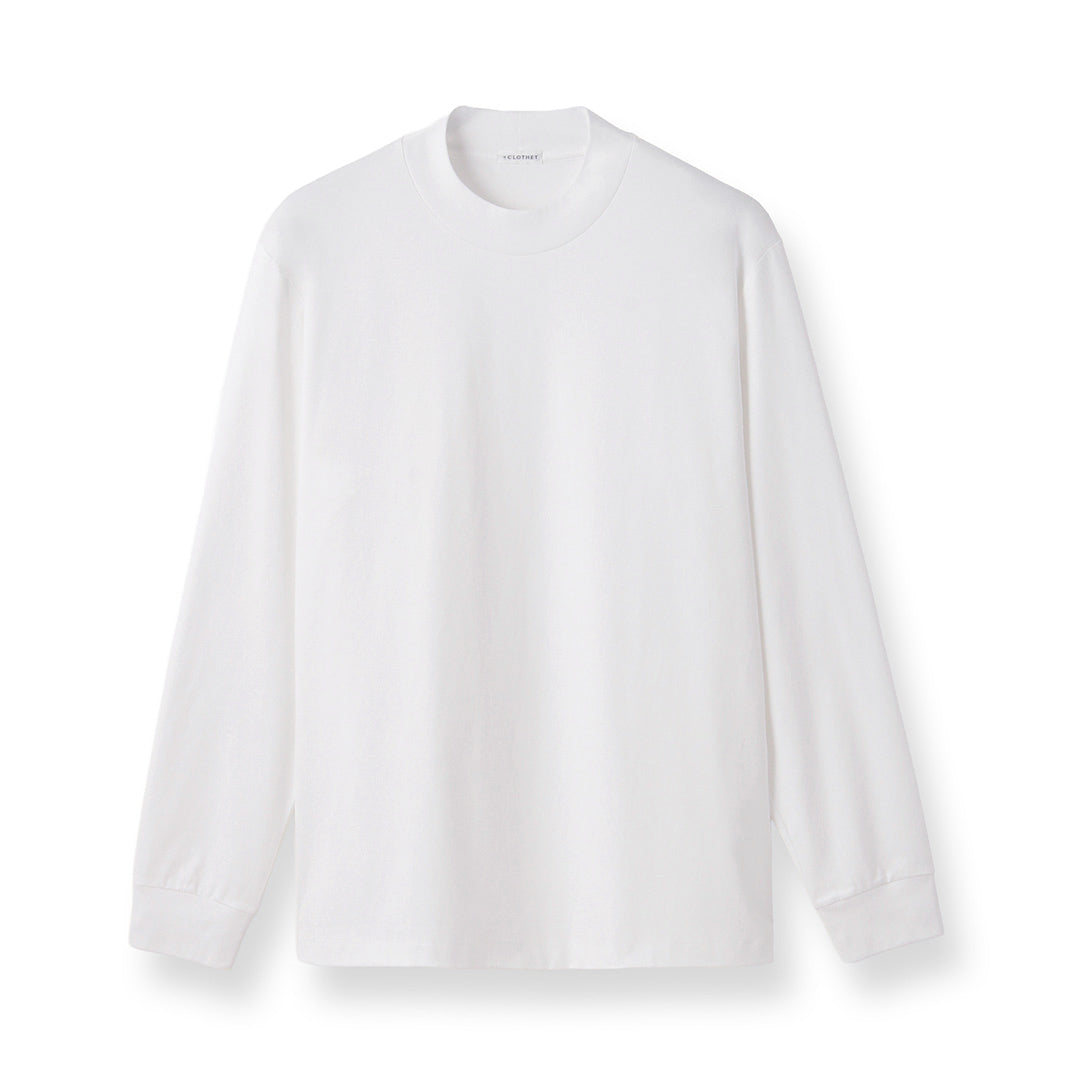 GIZA45 Mock Neck Long Sleeve Dress T-shirt Color: White