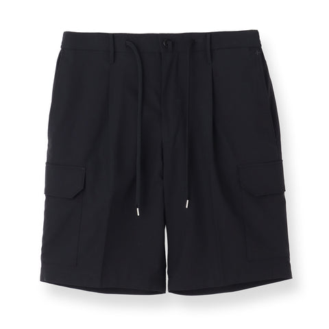 High Twist Cotton Panama Cargo Short Pants Color: Black