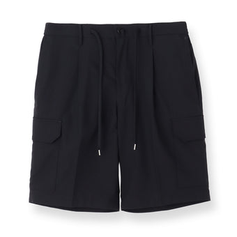 High Twist Cotton Panama Cargo Short Pants Color: Black