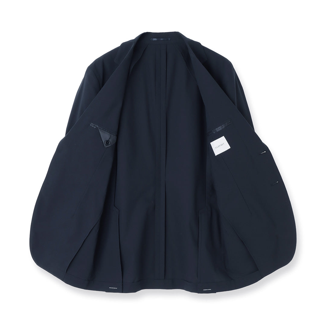 High Twist Cotton Panama Tailored Jacket Color: Navy
