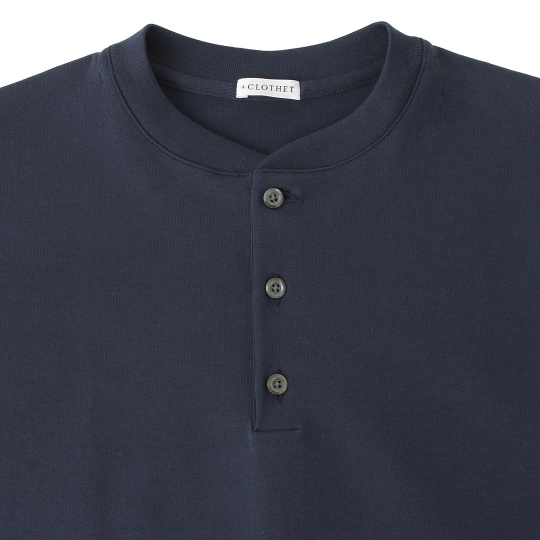 Hybrid Cotton Henley Neck Dress T-shirt Color: Navy