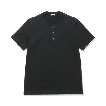 Hybrid Cotton Tailored Henley Neck T-shirt  Color: Black