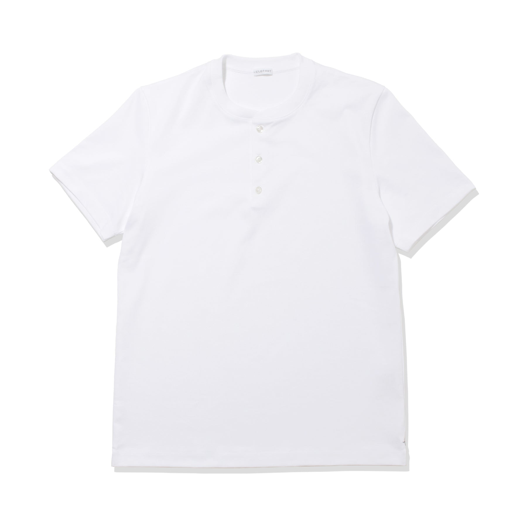 ハイブリッドコットンヘンリーネックテーラードTシャツホワイトの商品画像