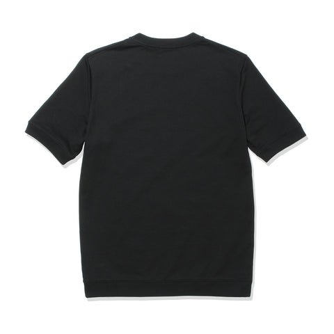 ハイブリッドコットンリブドヘムテーラードTシャツブラックの背面を写した商品画像