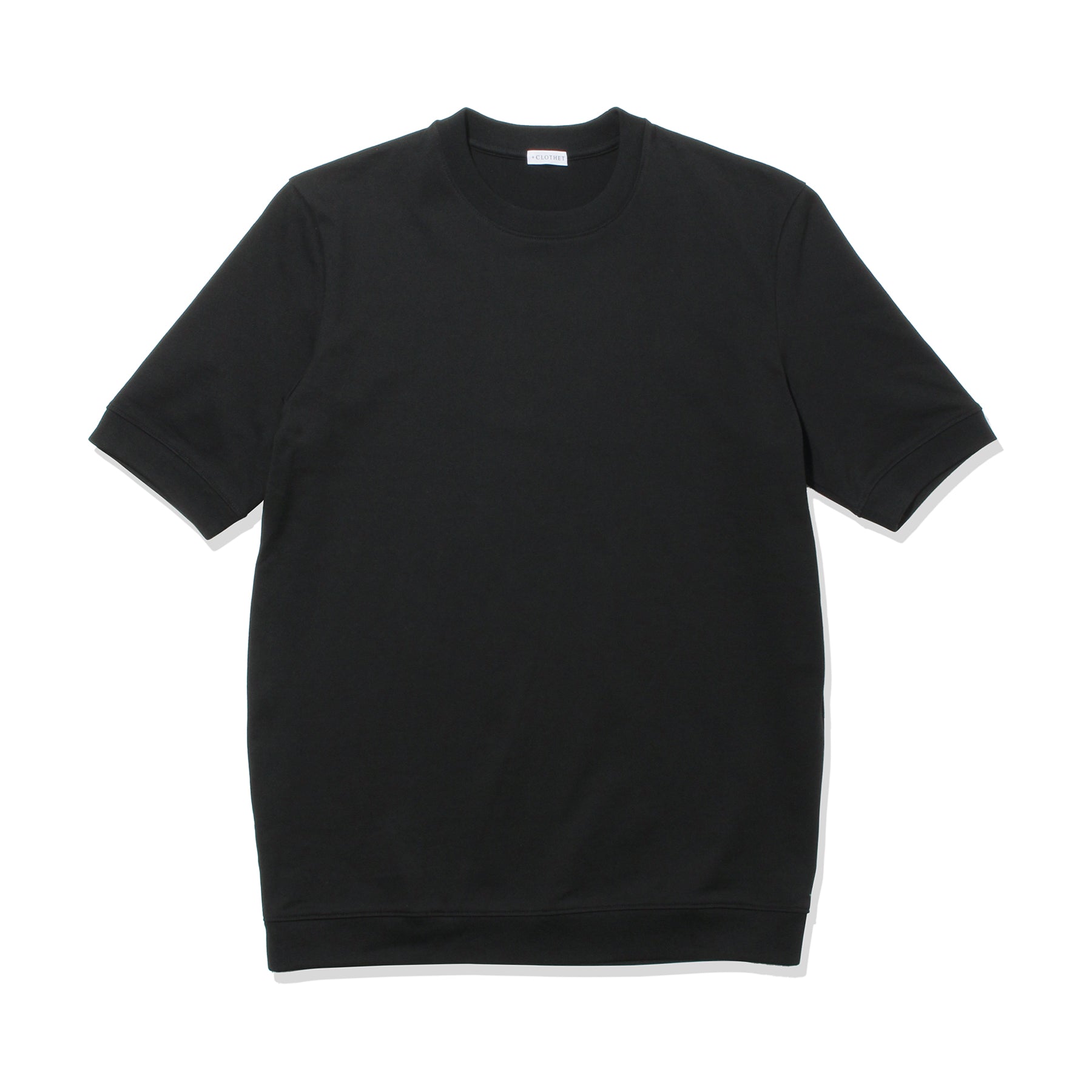 ハイブリッドコットンリブドヘムテーラードTシャツブラックの商品画像