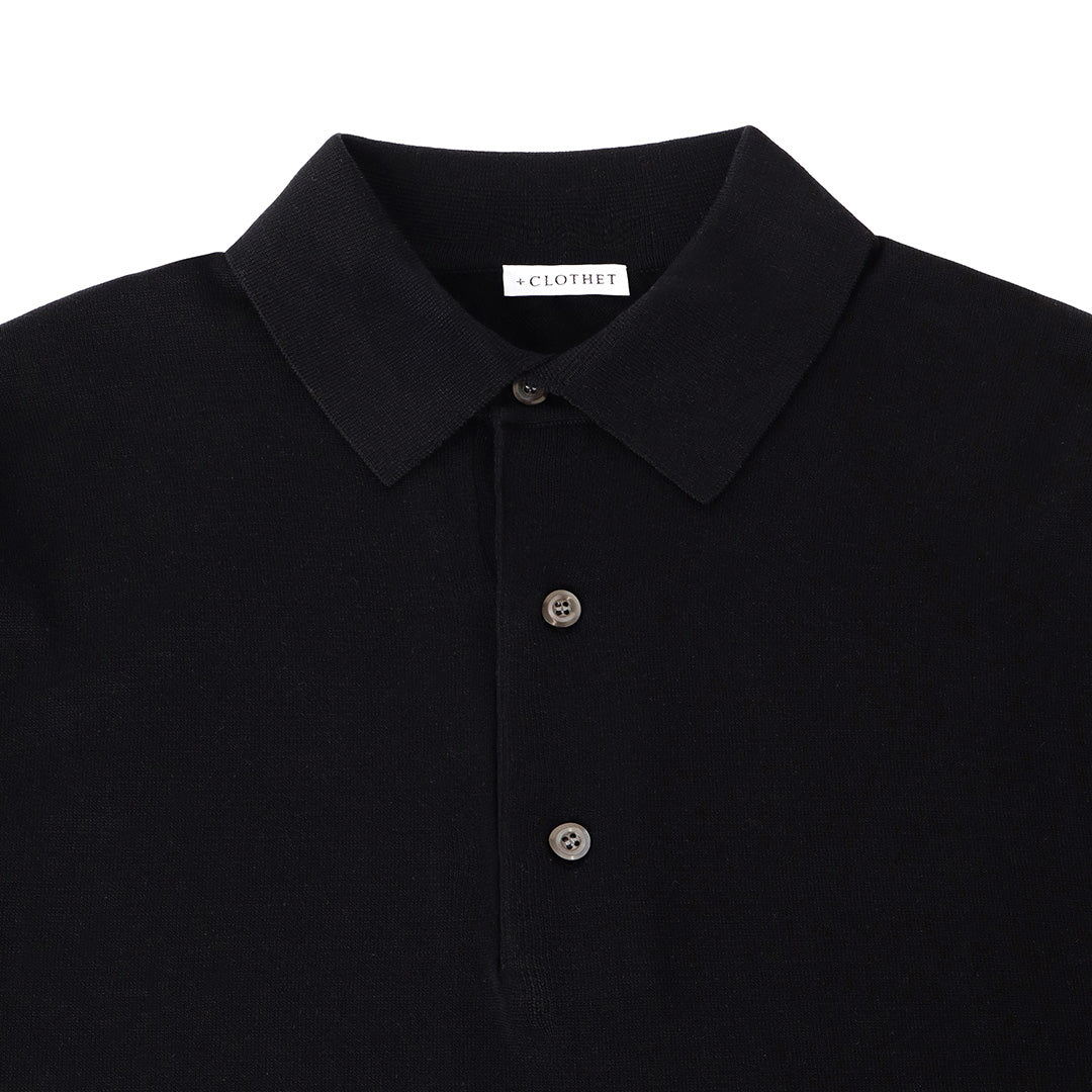 【Renewal】Knit Polo-shirt Color: Black