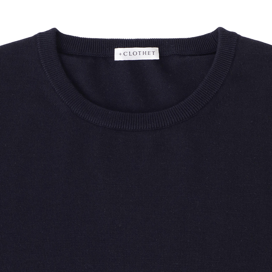 【Renewal】Knit T-shirt Color: Navy