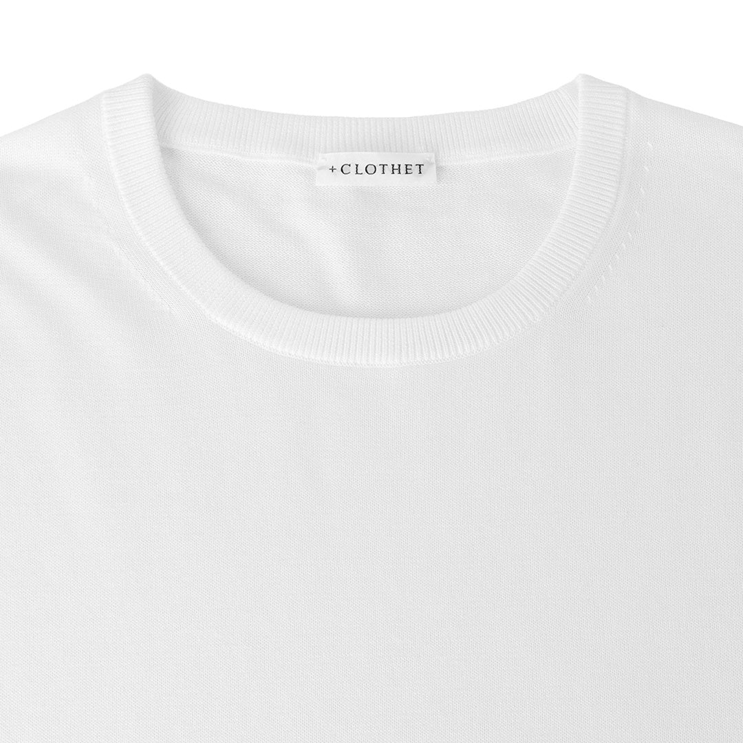 【Renewal】Knit T-shirt Color: White