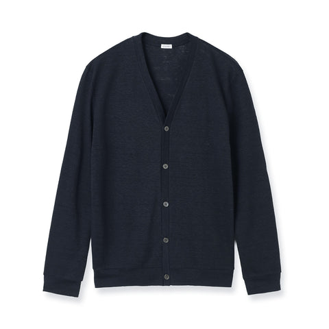 Linen Jersey Cardigan Color: Navy
