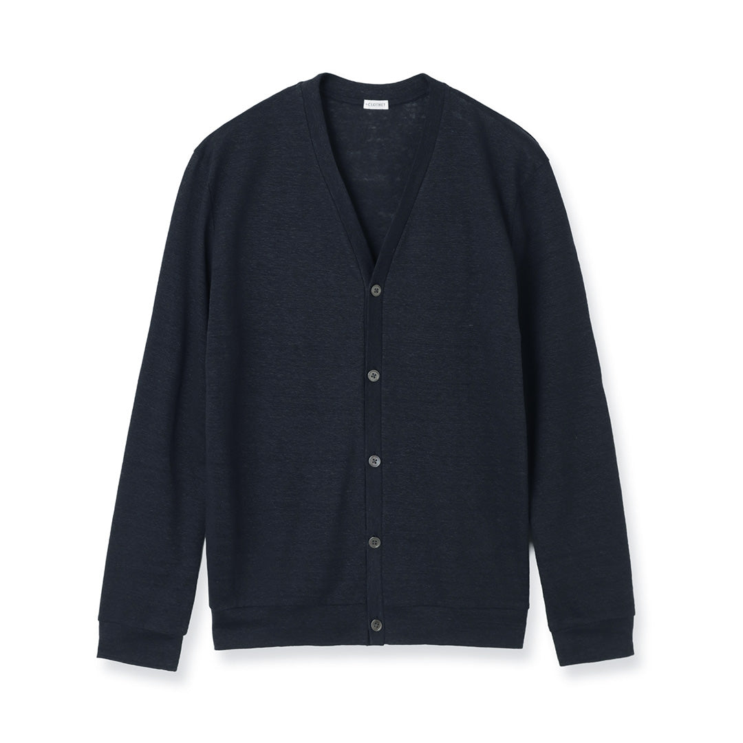 Linen Jersey Cardigan Color: Navy