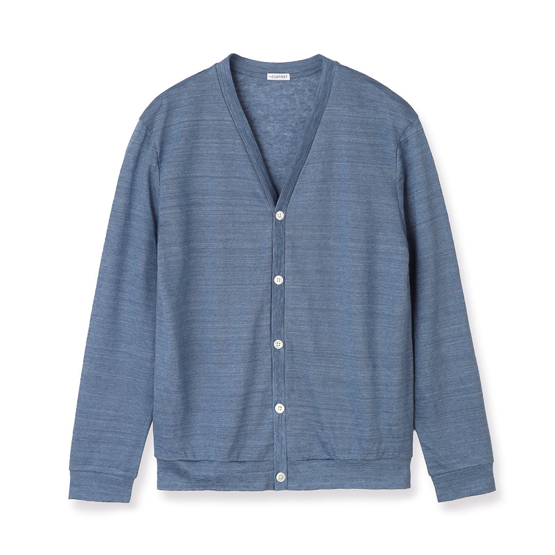 Linen Jersey Cardigan Color: Slate Blue