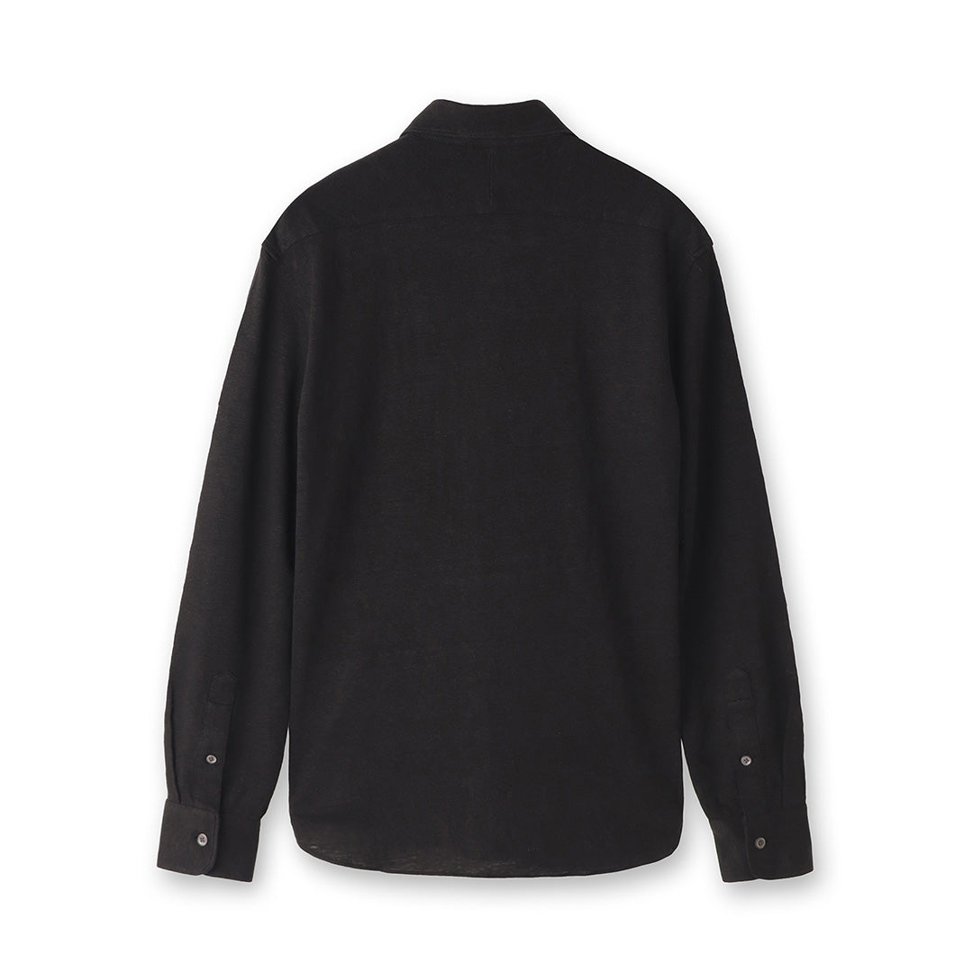 Linen Jersey Horizontal Collar Shirt: Black