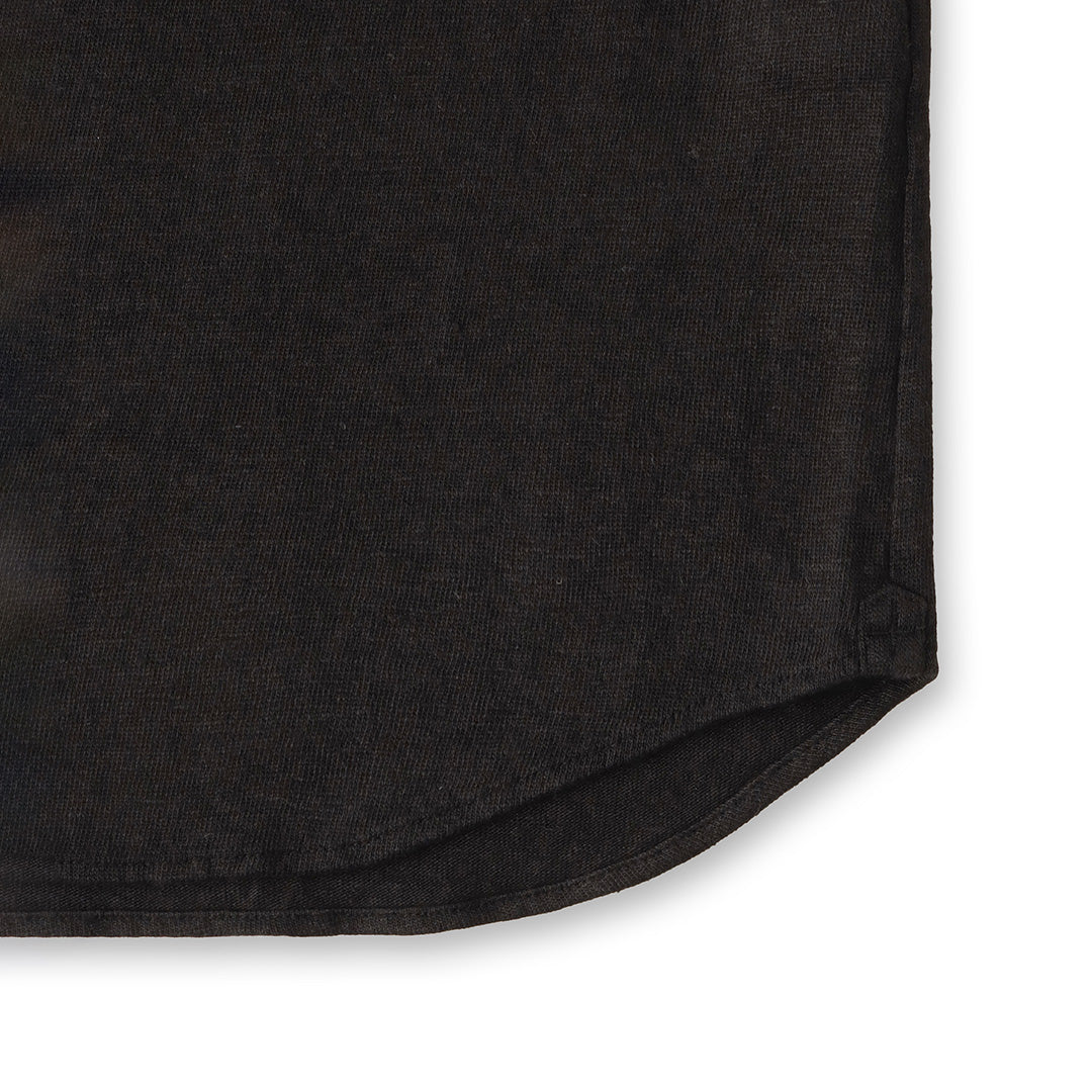 Linen Jersey Horizontal Collar Shirt: Black