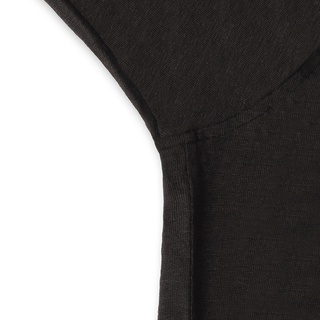 Linen Jersey Horizontal Collar Shirt: Black