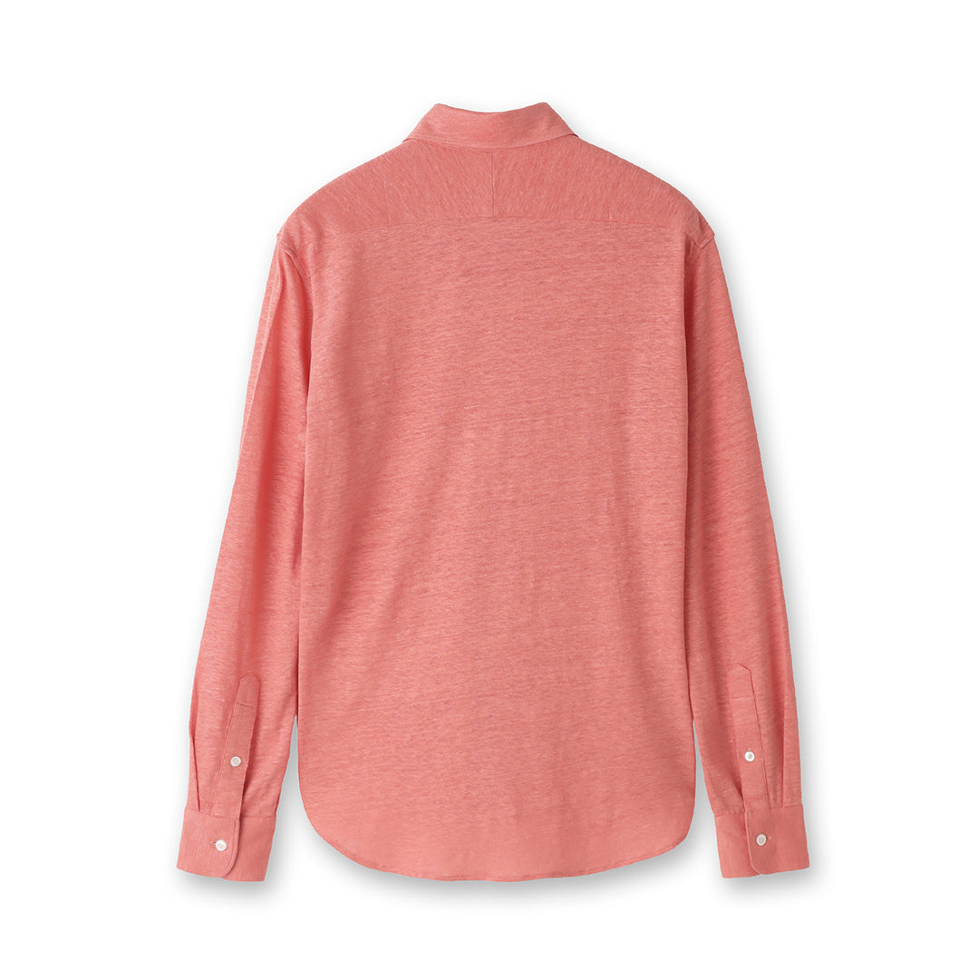 Linen Jersey Horizontal Collar Shirt: Flamingo
