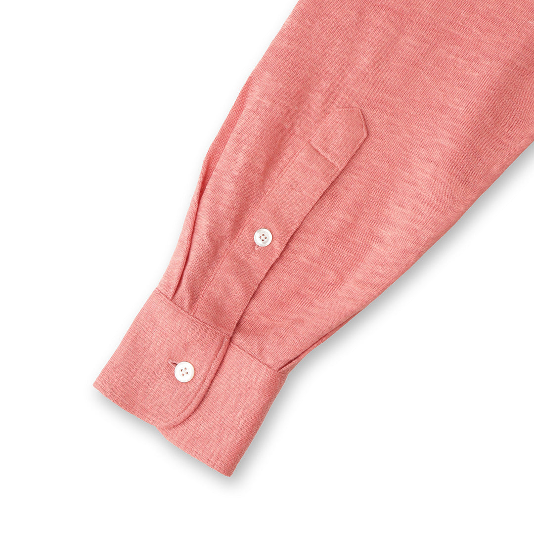 Linen Jersey Horizontal Collar Shirt: Flamingo