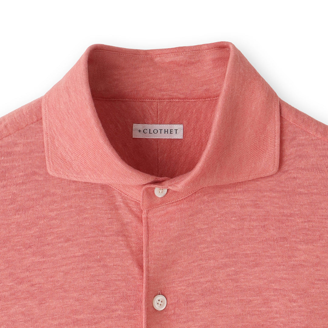 Linen Jersey Horizontal Collar Shirt: Flamingo