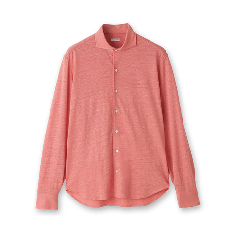 Linen Jersey Horizontal Collar Shirt: Flamingo