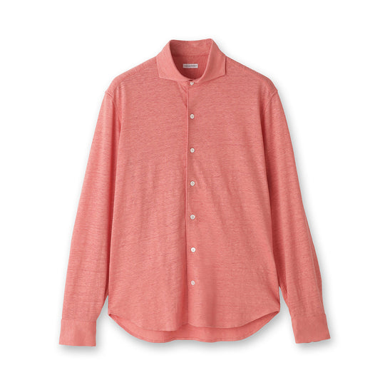 Linen Jersey Horizontal Collar Shirt: Flamingo