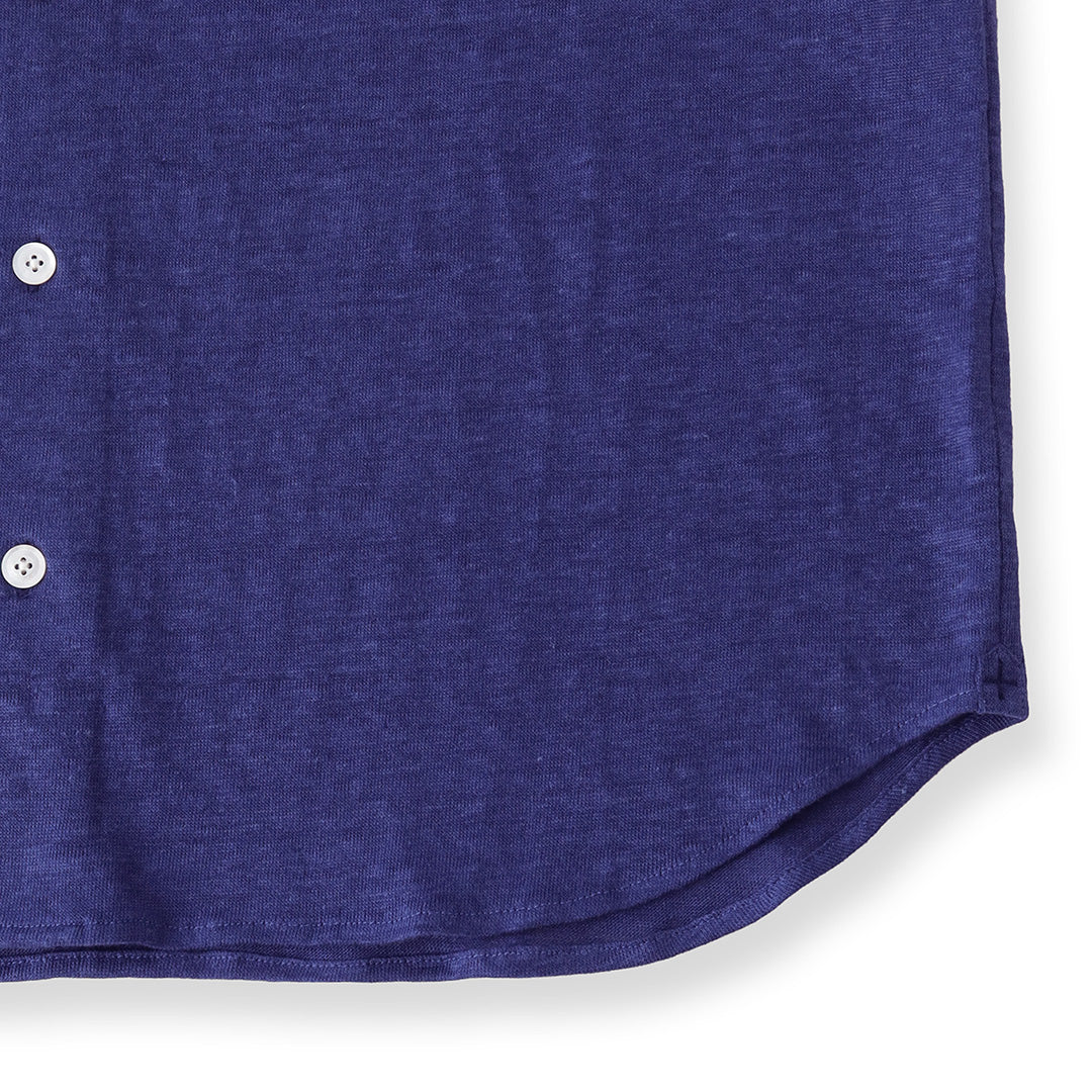 Linen Jersey Horizontal Collar Shirt: Iris