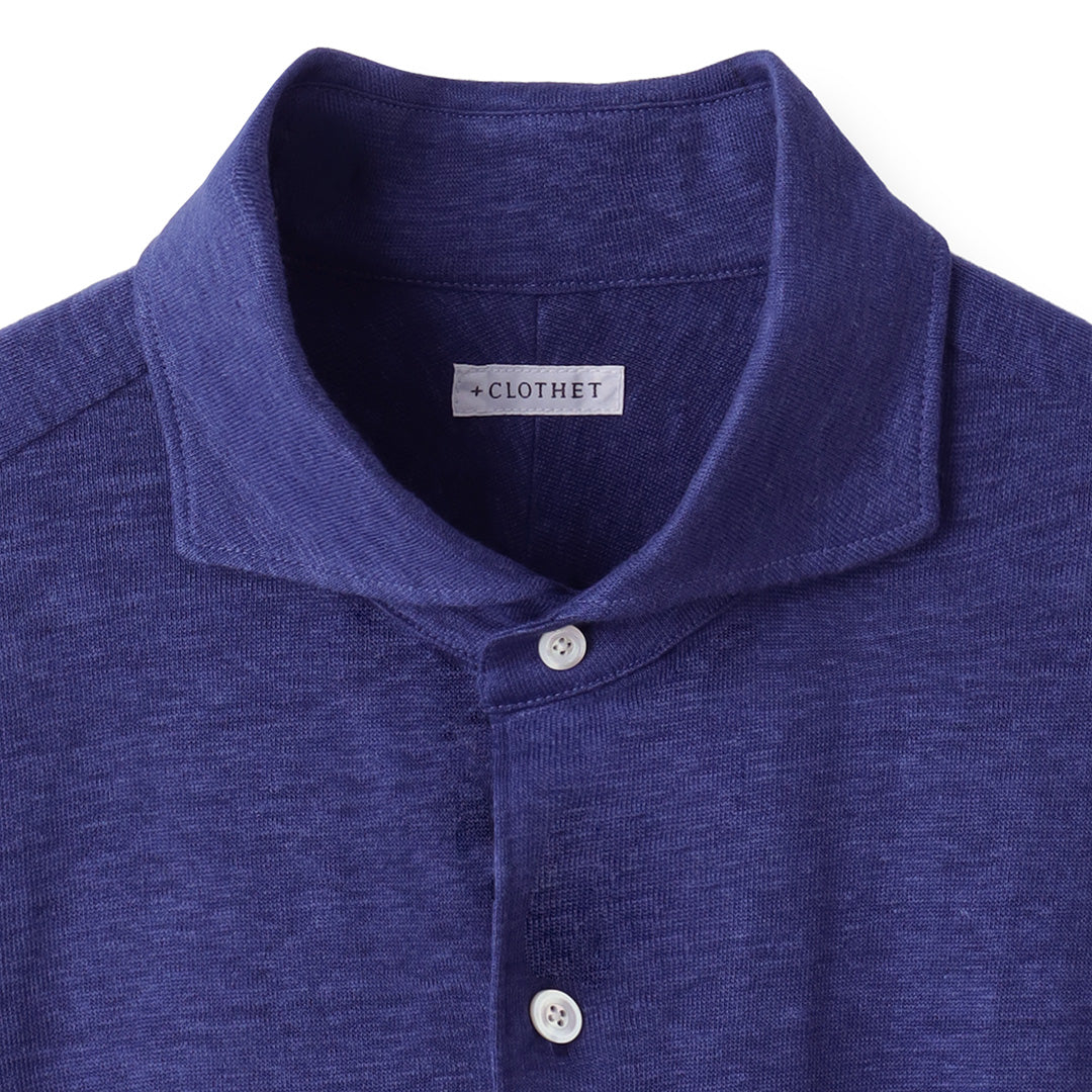 Linen Jersey Horizontal Collar Shirt: Iris