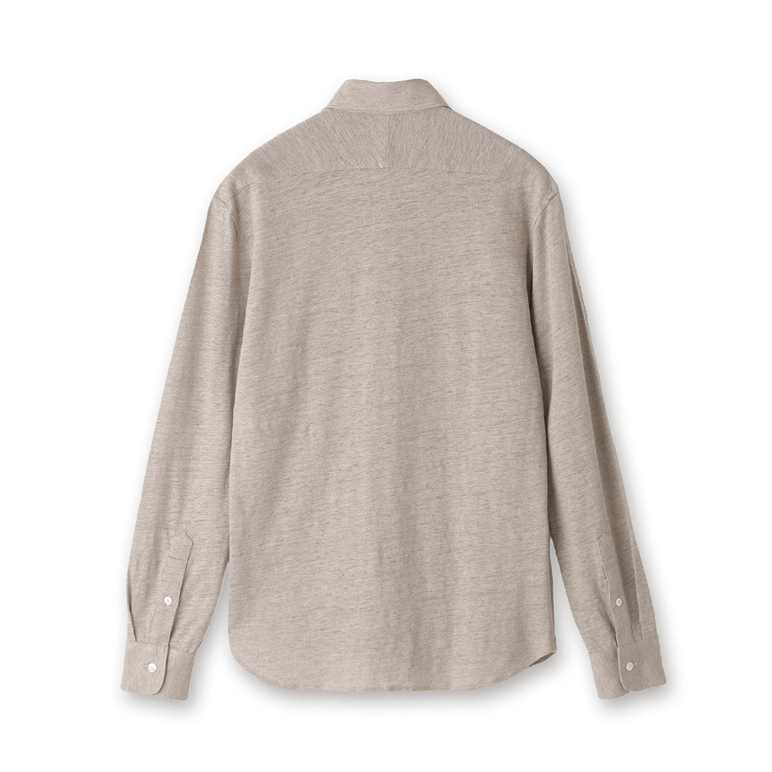 Linen Jersey Horizontal Collar Shirt: Natural