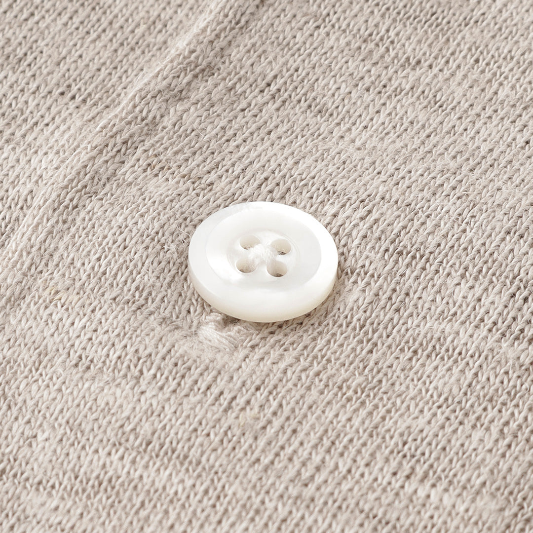 Linen Jersey Horizontal Collar Shirt: Natural