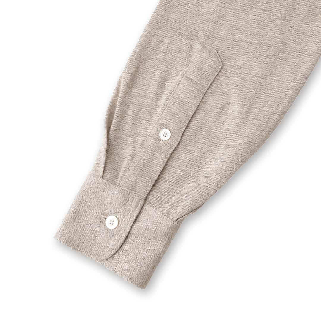 Linen Jersey Horizontal Collar Shirt: Natural