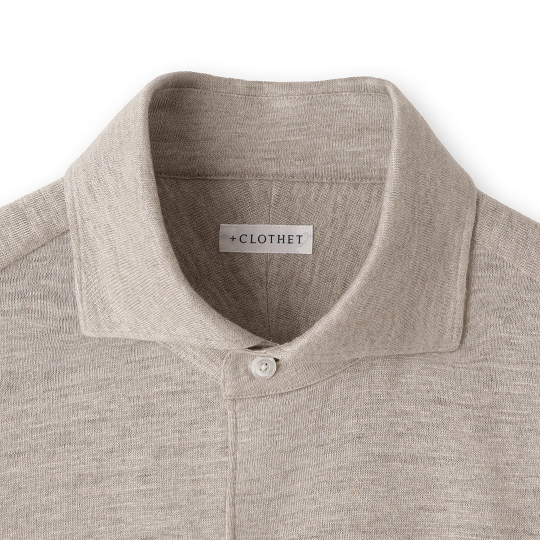 Linen Jersey Horizontal Collar Shirt: Natural