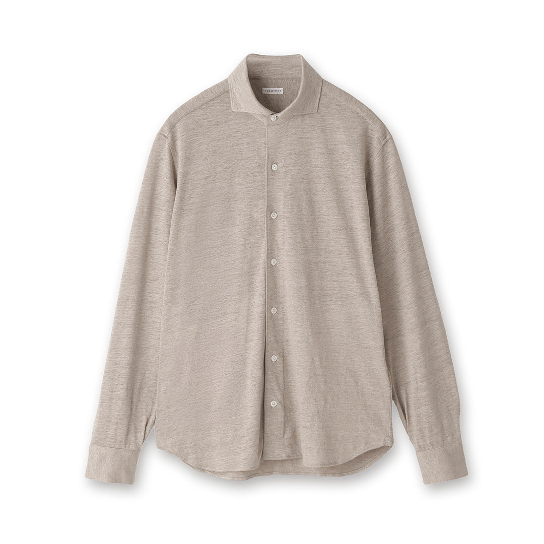 Linen Jersey Horizontal Collar Shirt: Natural
